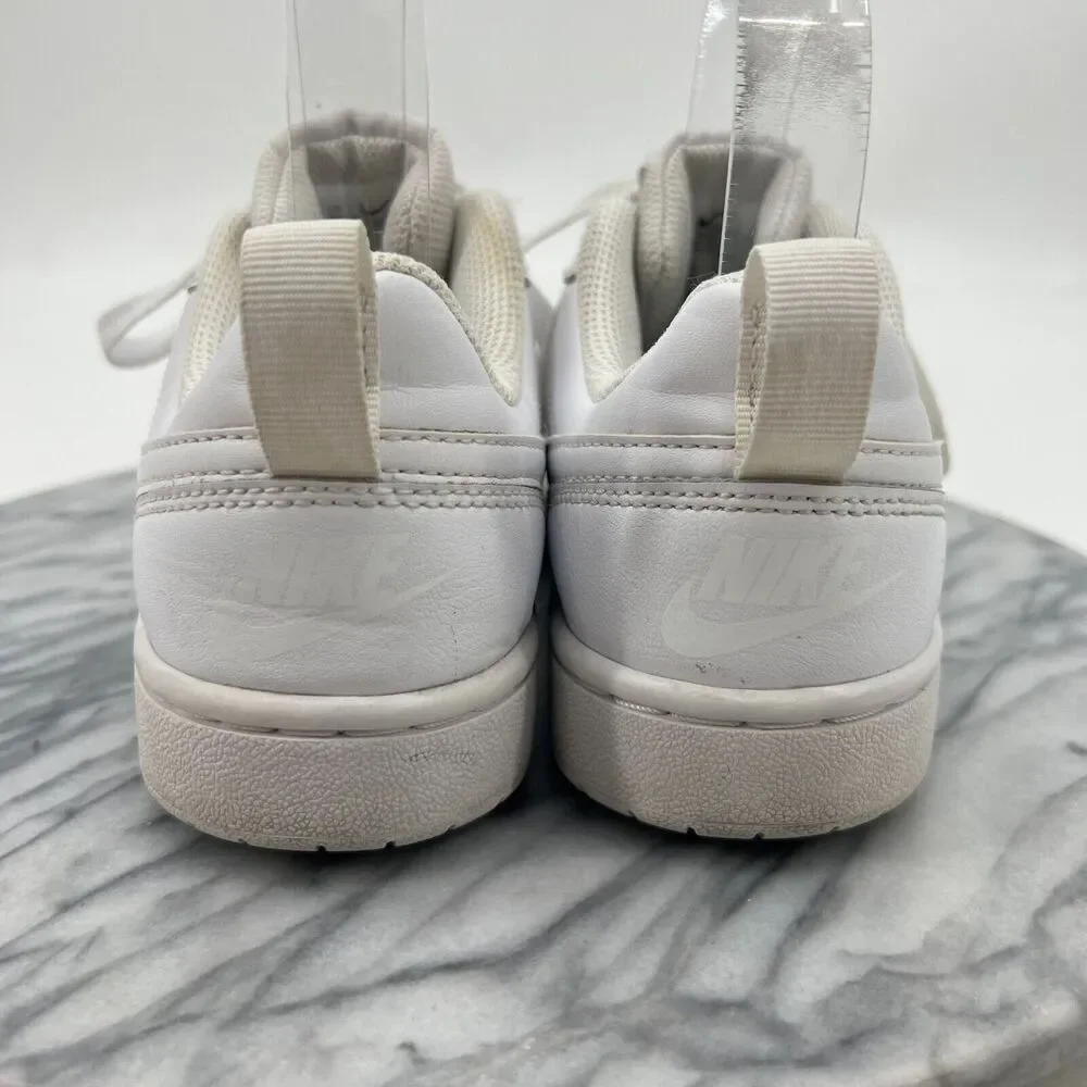 Nike Court Borough Shoes Youth Big Kid 4Y Triple White Leather Low Top Lace